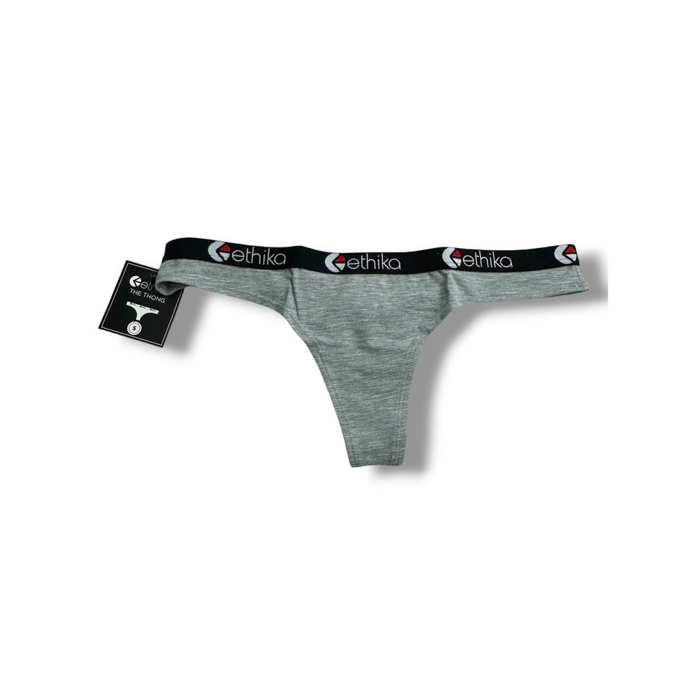 Ethika The Thong Womens Small Light Grey Heather Logo Elastic Waistband UW1502